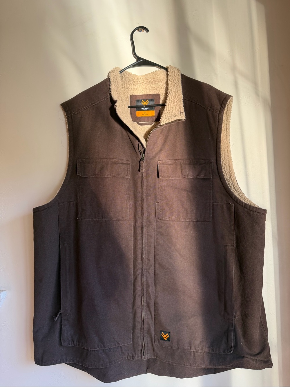 Men's Sherpa-Lined Brown Workwear Vest by Duluth Trading Co.